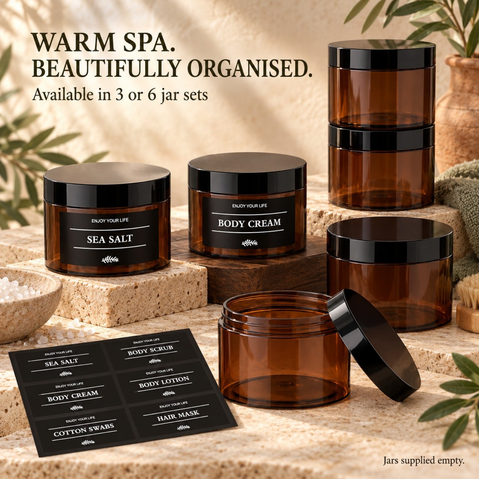 Hair Care - 3 Potes de Armazenamento para Banheiro